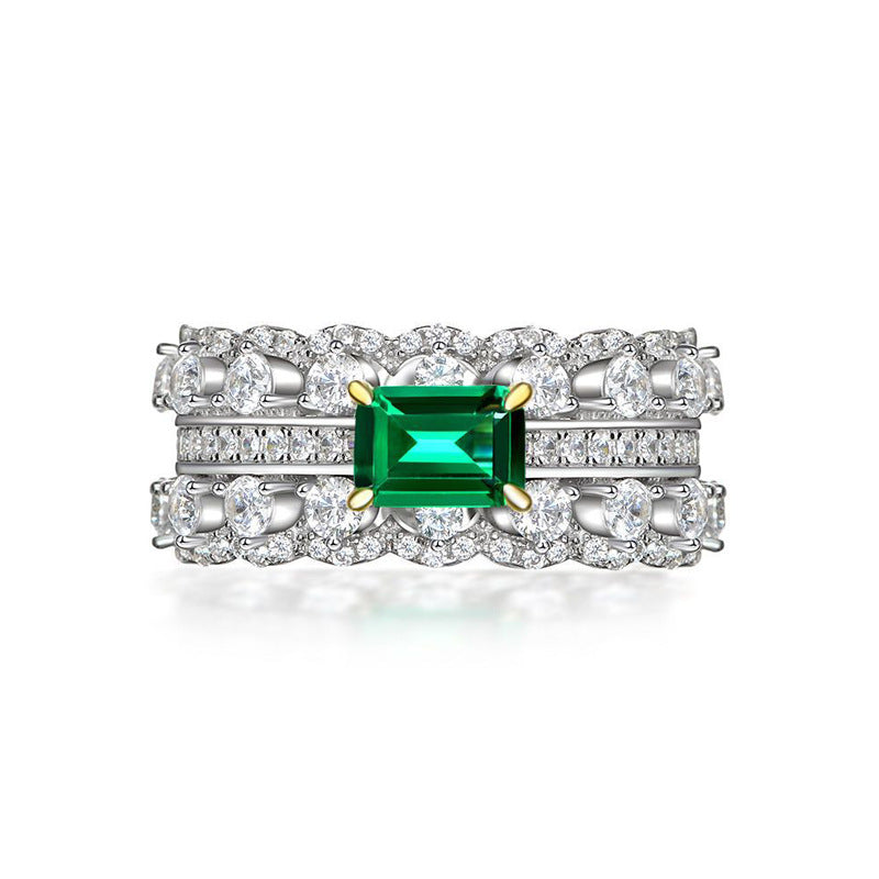 Lara Sterling Silver Bijuterii En-gros Emerald Double Row