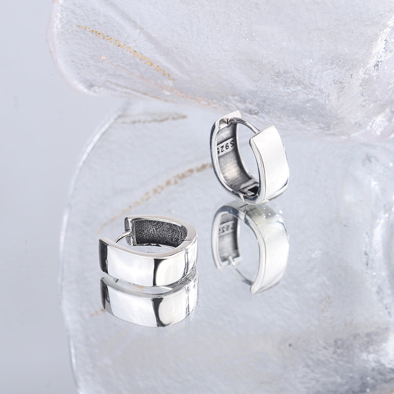 Evaton Silver Round Ear Buckle Earrings