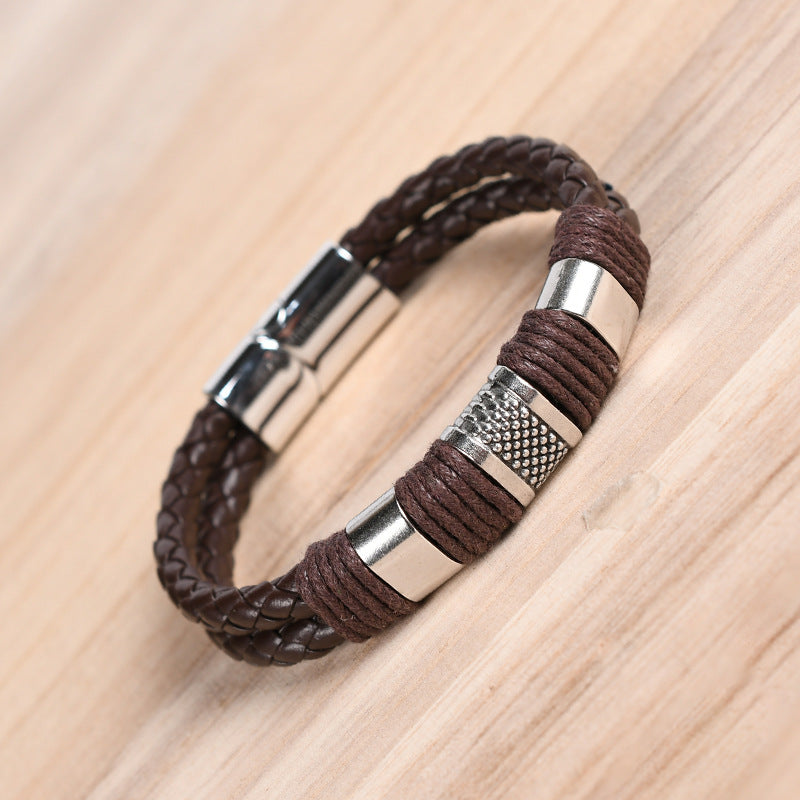 Vadim Leather Bracelet Alloy Magnet Buckle