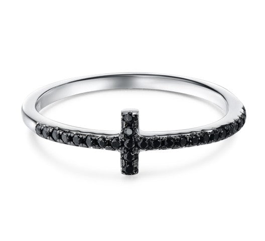 Inel Isabela Black Drill Cross