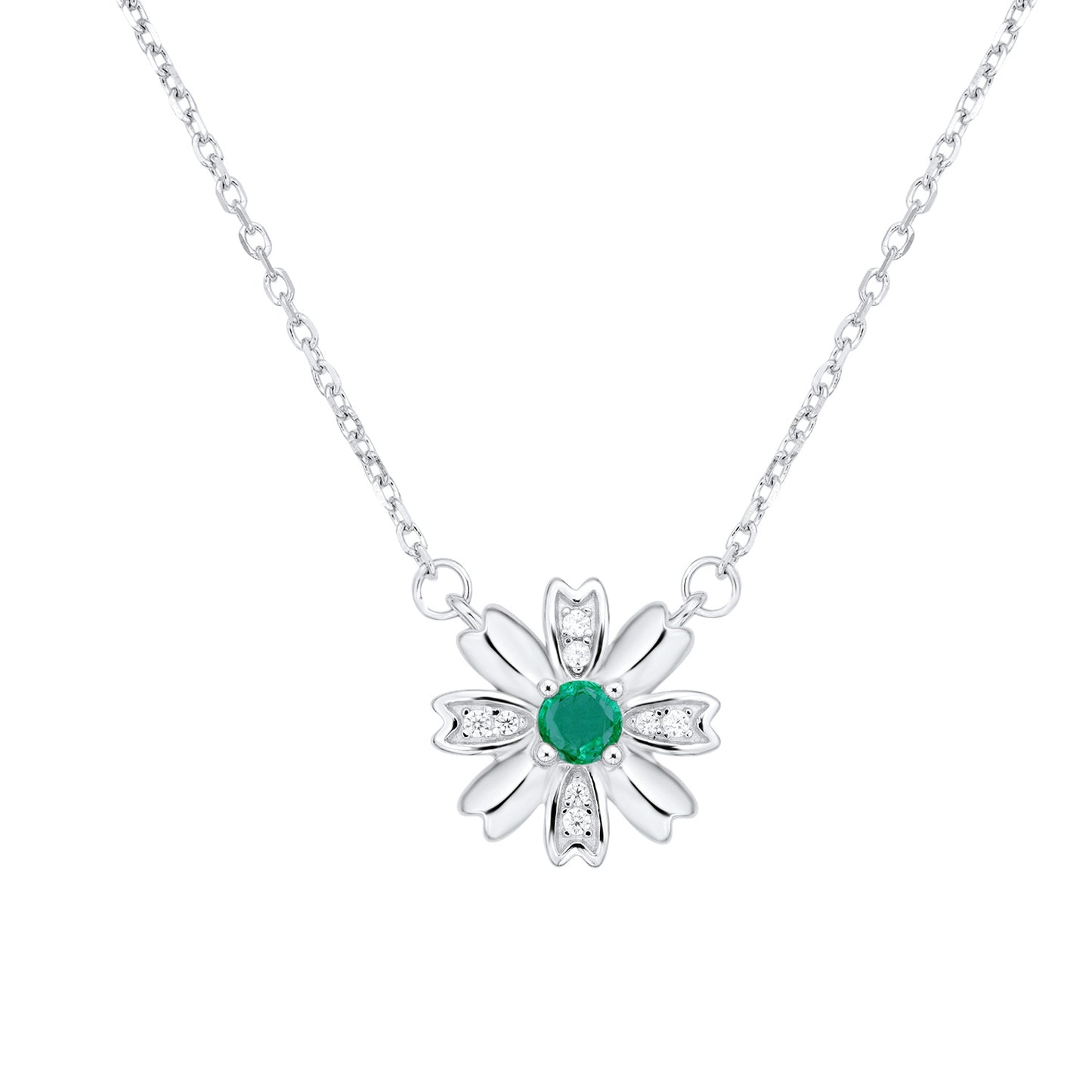 Florence Silver Emerald Necklace