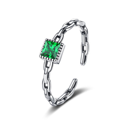 Maria Sterling Silver Emerald Zircon Ring