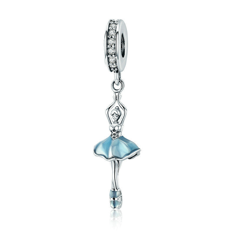 Alisa Silver Ballet Girl Beaded Pendant