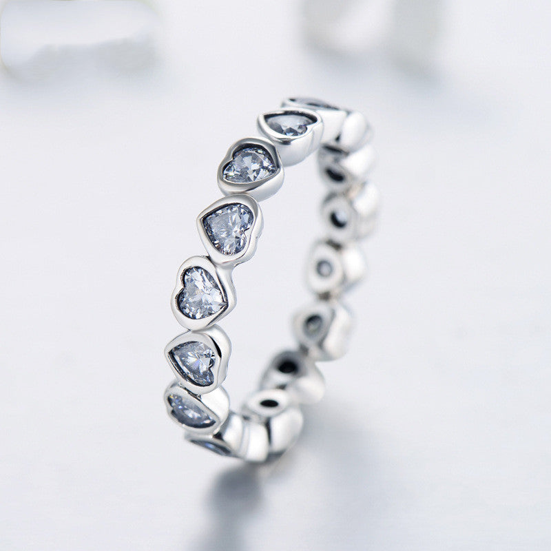 Alba Sterling Silver Diamond Heart-Shaped Ring