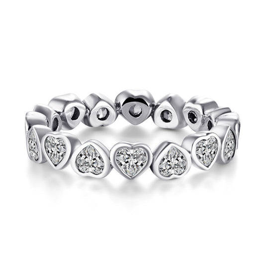 Alba Sterling Silver Diamond Heart-Shaped Ring