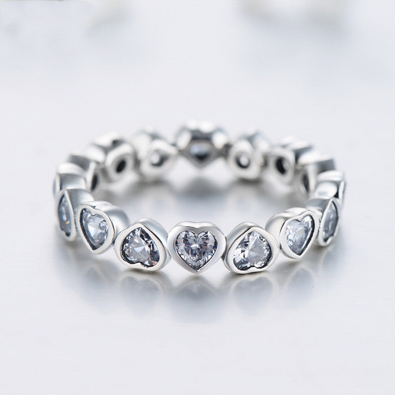 Alba Sterling Silver Diamond Heart-Shaped Ring