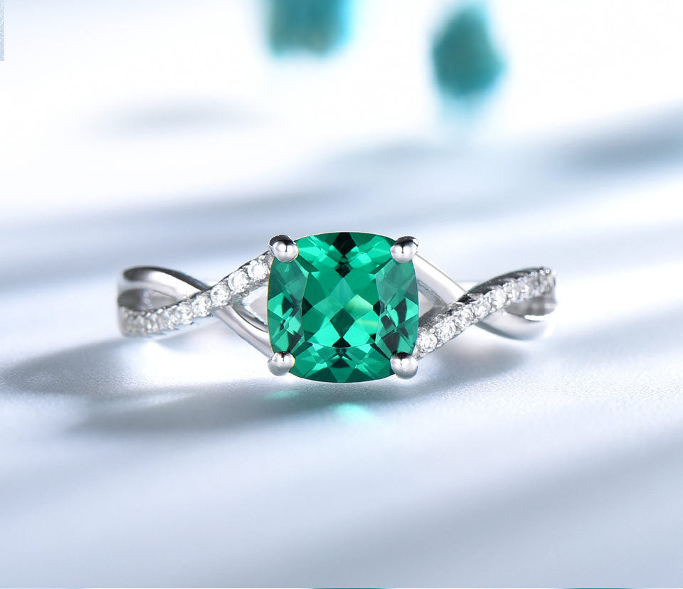 Lana  Emerald Ring Sterling Silver