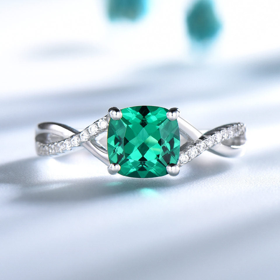 Lana  Emerald Ring Sterling Silver