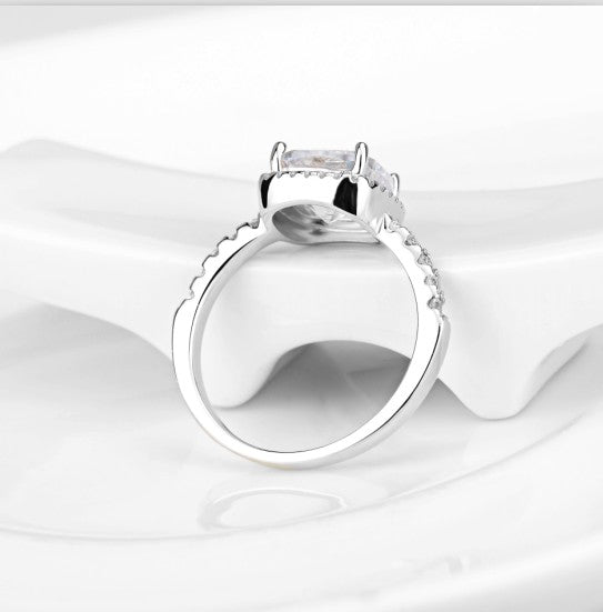 Mara Sterling Silver Square Diamond Ring