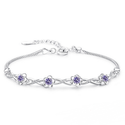 Bogdana Pfirsich-Blumen-Silber-Armband