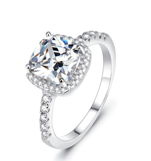 Mara Sterling Silver Square Diamond Ring