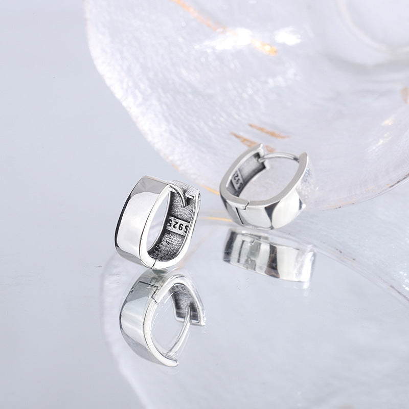 Evaton Silver Round Ear Buckle Earrings