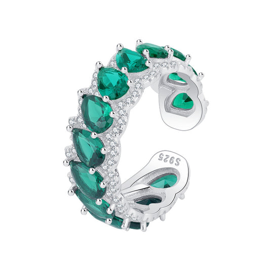 Wilma Sterling Silver Green Adjustable Ring