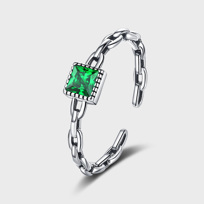 Maria Sterling Silver Emerald Zircon Ring