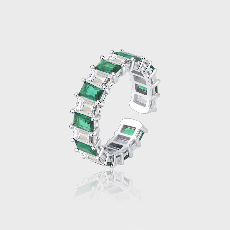 Abigail Square Diamond Emerald Ring