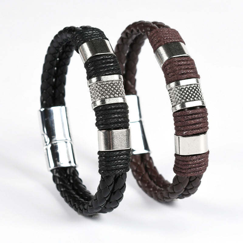 Vadim Leather Bracelet Alloy Magnet Buckle