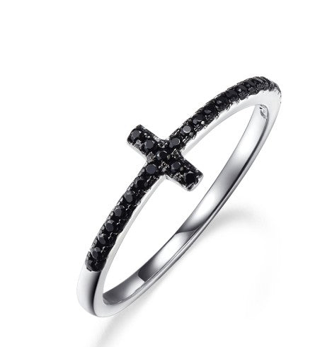 Inel Isabela Black Drill Cross