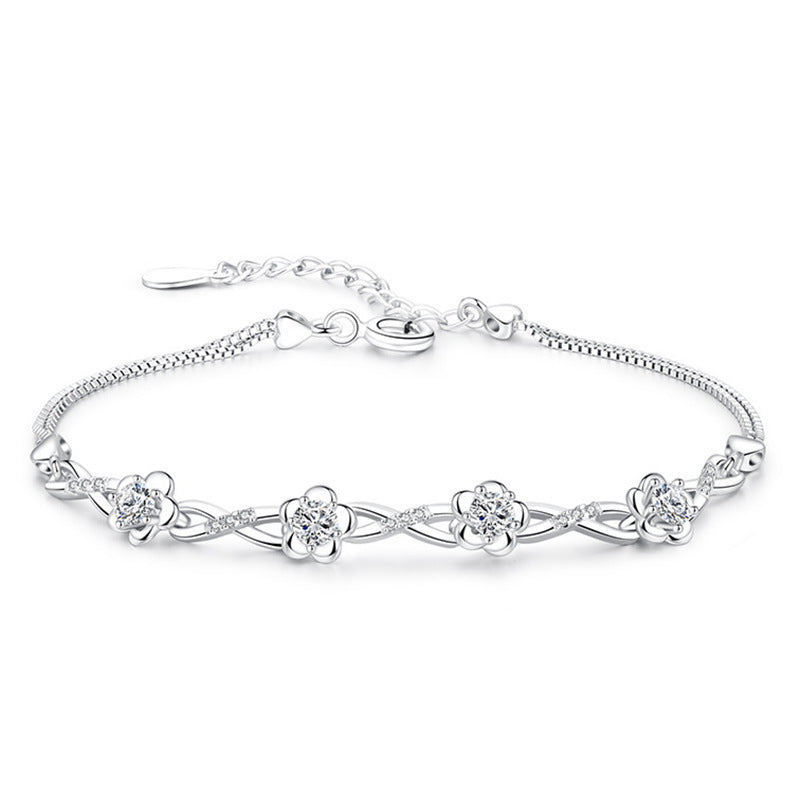 Bogdana Peach Flower Silver Bracelet