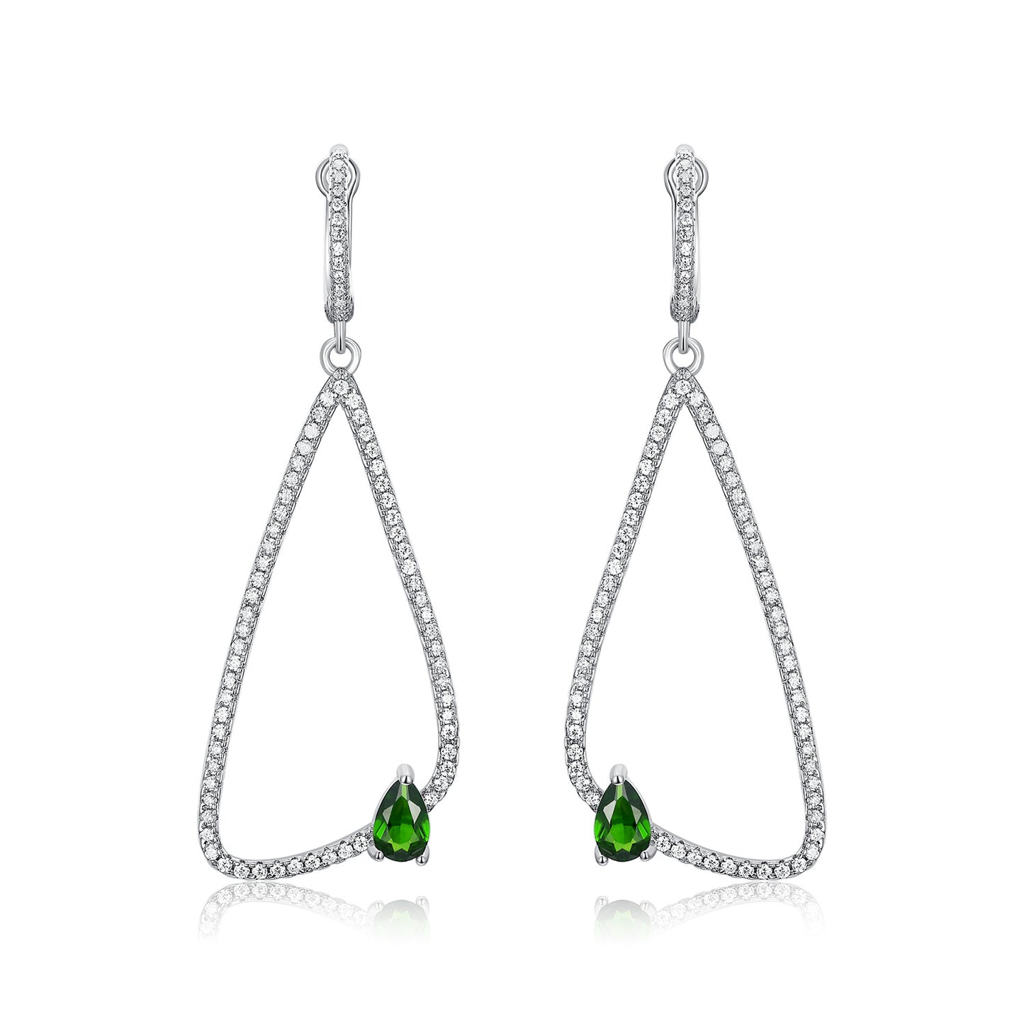 Stonetown Silver Earrings  Inlaid Natural Diopside