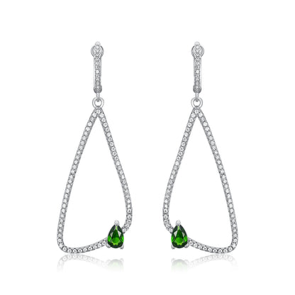 Stonetown Silver Earrings  Inlaid Natural Diopside