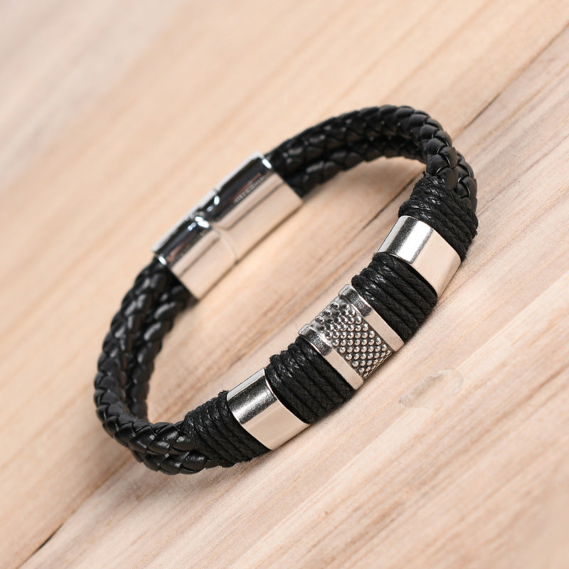 Vadim Leather Bracelet Alloy Magnet Buckle