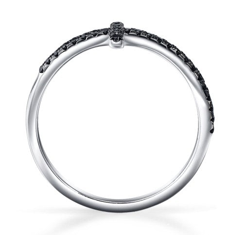 Isabela Black Drill Cross Ring