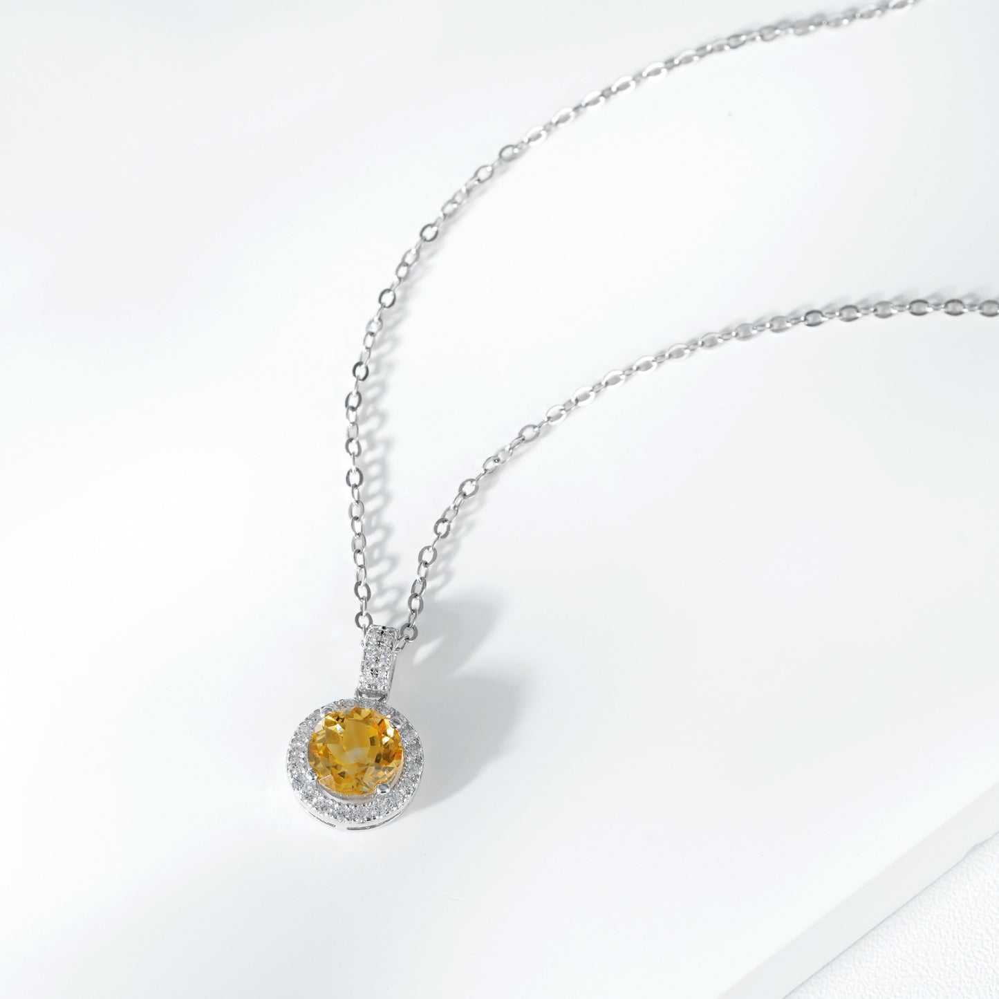 Soraya Silver With Natural Yellow Crystal Necklace