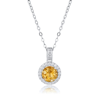 Soraya Silver With Natural Yellow Crystal Necklace