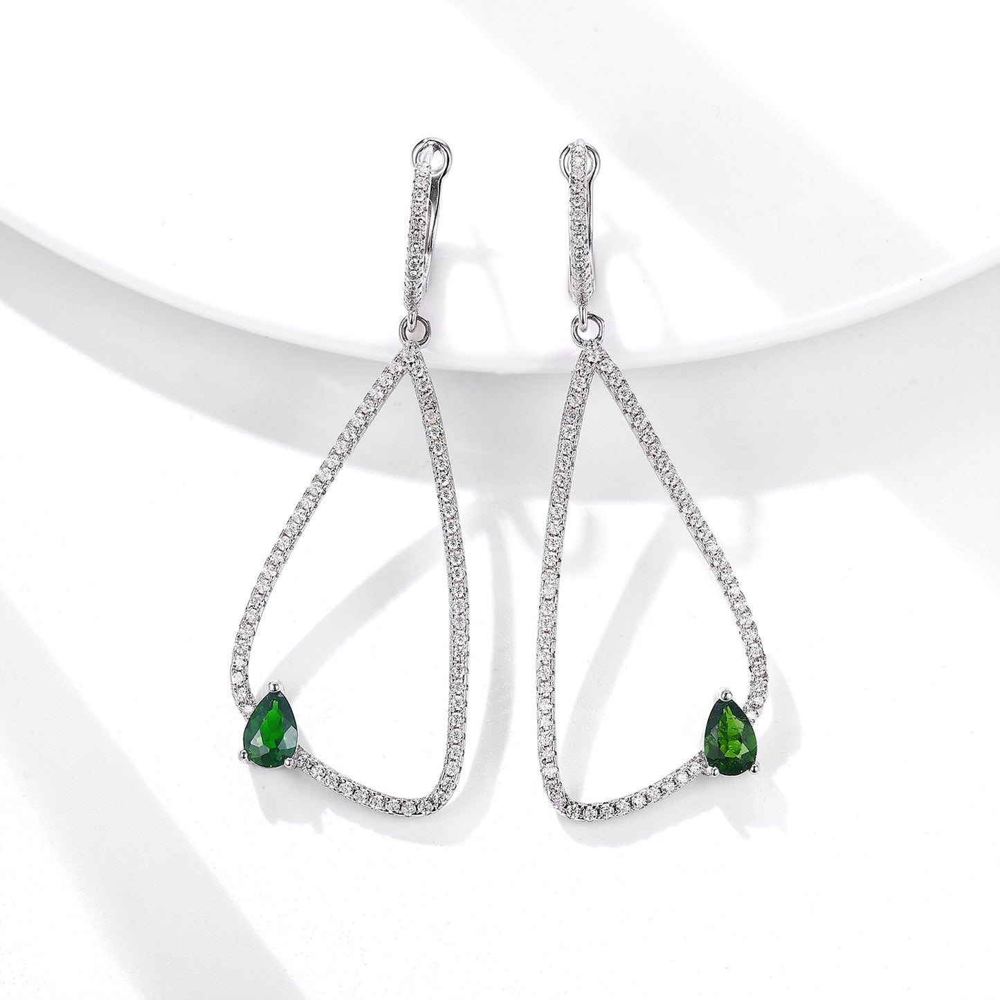 Stonetown Silver Earrings  Inlaid Natural Diopside