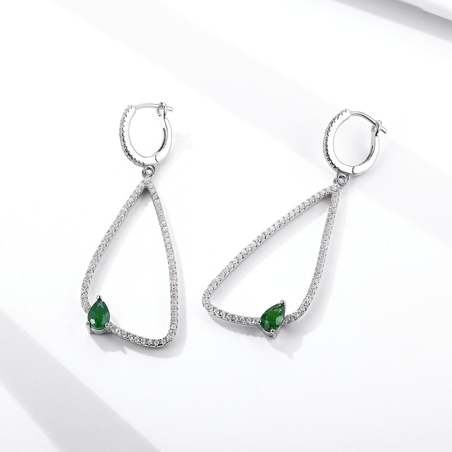 Stonetown Silver Earrings  Inlaid Natural Diopside