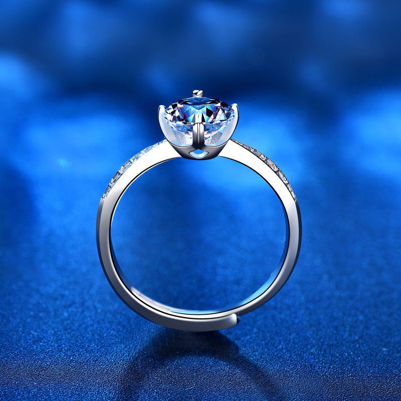 Madalina Sterling Silber ein Karat Moissanite Ring