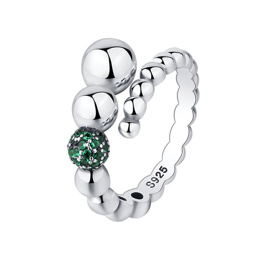 Ebba Sterling Silver Geometric Beaded Snowball Ring