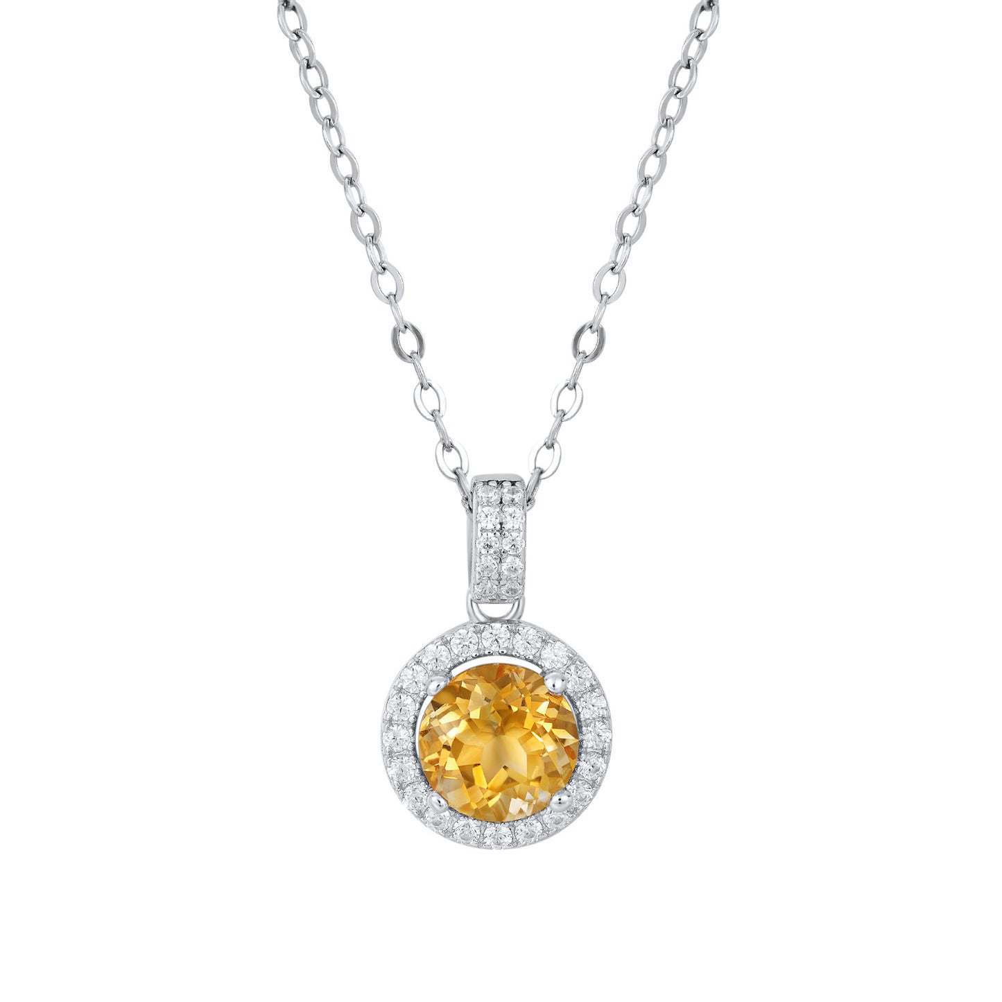 Soraya Silver With Natural Yellow Crystal Necklace