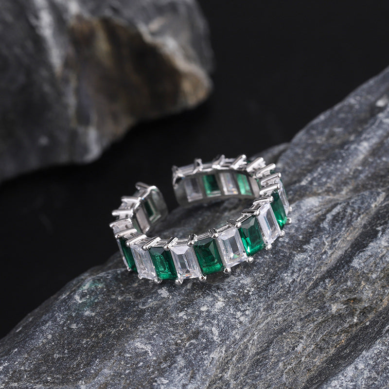 Abigail Square Diamond Emerald Ring