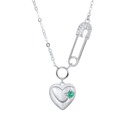 Roxane Silver Emerald Heart Pendant Necklace