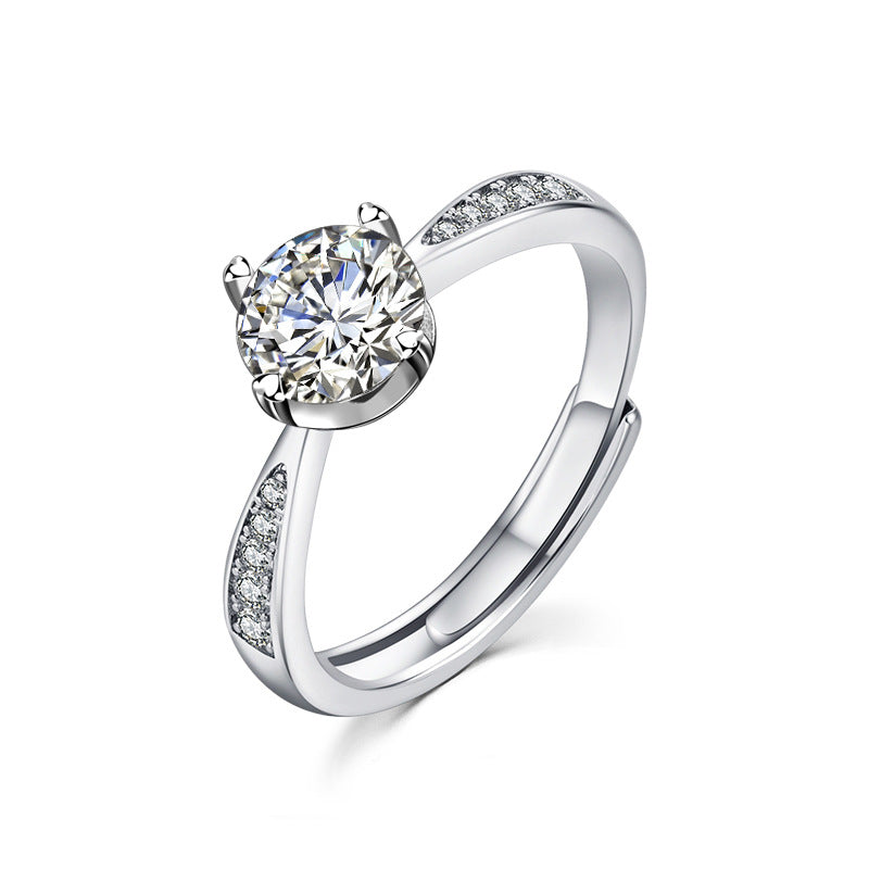 Madalina Sterling Silber ein Karat Moissanite Ring