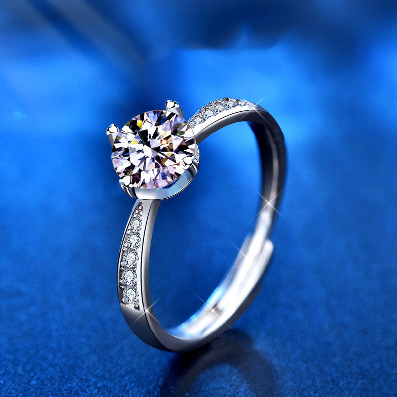 Madalina Sterling Silber ein Karat Moissanite Ring