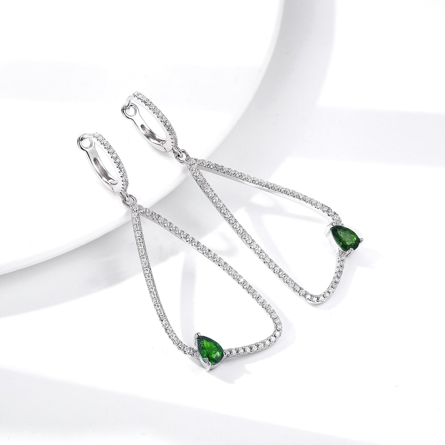 Stonetown Silver Earrings  Inlaid Natural Diopside